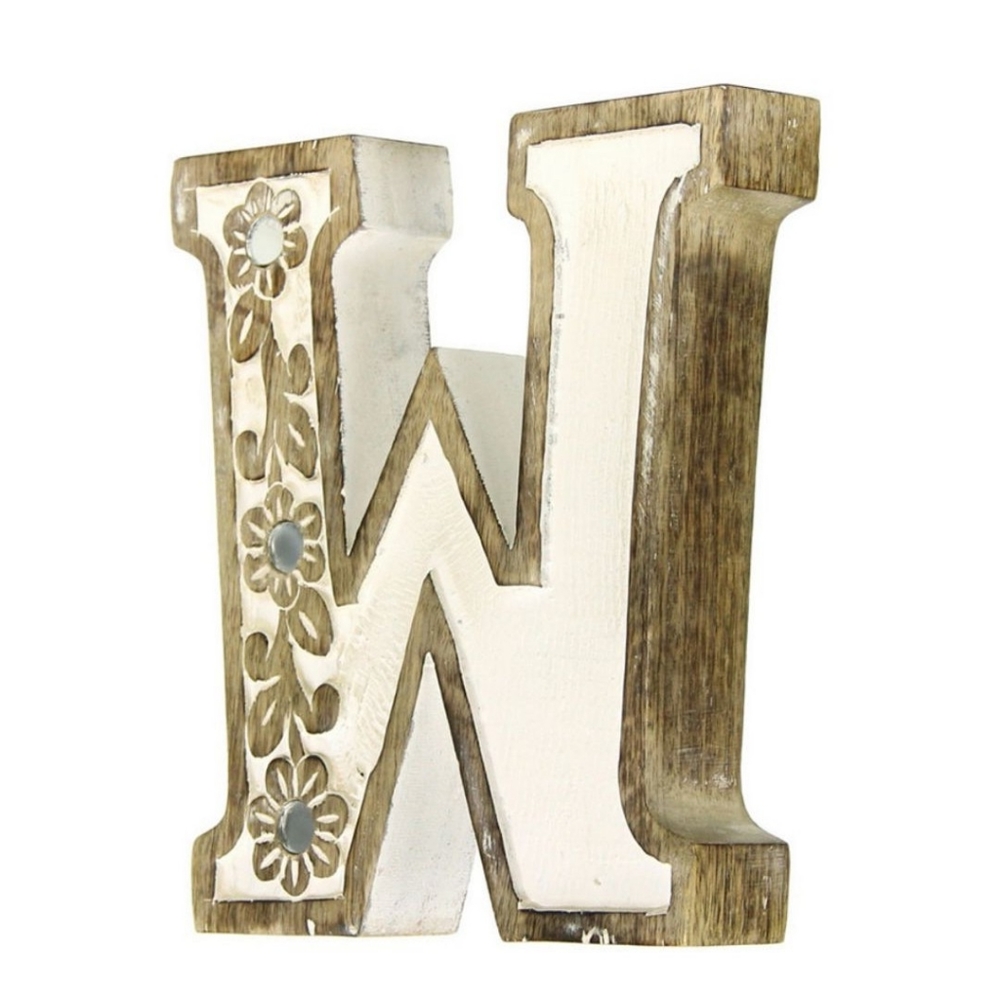 Albion Carved Wood M/W Letter Initial Home Decor - Picture 5 of 8